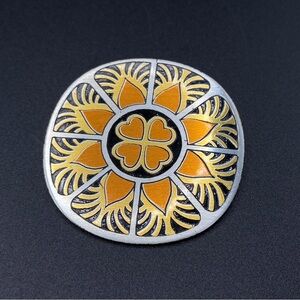 REED & BARTON Damascene Brooch/Pendant Mandela Style Copper Hearts